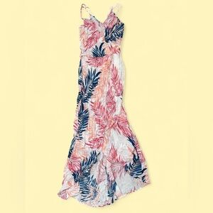 Tropical Leaf Print Maxi Dress